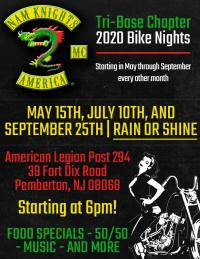 Nam Knights MC, Tri-Base Chapter 2020 Bike Nights * CANCELED * 