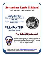 Ladies Day Out -Motorcycle Maintenance Class & Ride