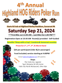 Highland Riders Poker Run   Shop With a Cop--Cambria & Somerset