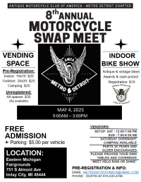 8th Annual Metro Detroit AMCA  antique motorcycle swap meet 