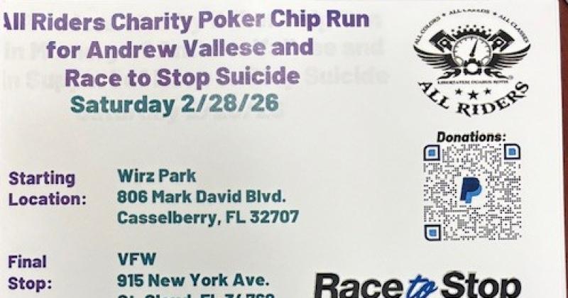 Charity Poker Chip ride for Andrew Vallese