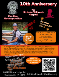 10th Annual Ken Lisa Motorcycle Run for St. Jude's Hospital