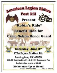 "Robins Ride" Benefit for Camp Nelson Honor Guard