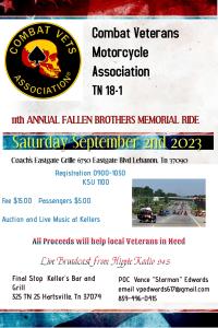 CVMA 11th Annual Fallen Brothers Memorial Ride 