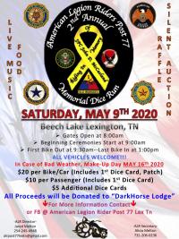 American Legion Riders Post 77, 2nd Annual Memorial Dice Run