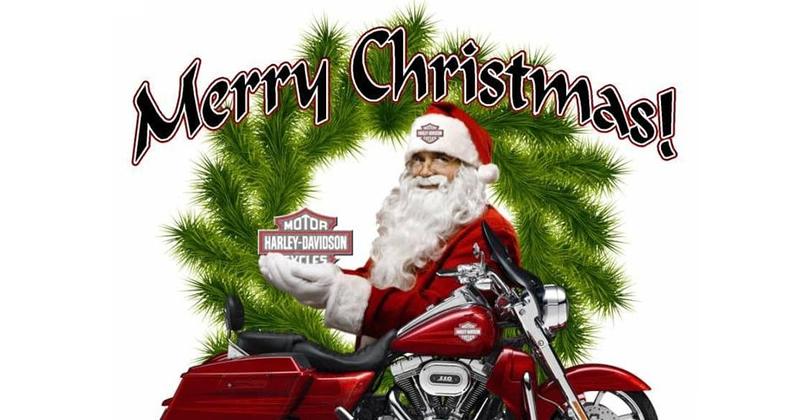 Santa Rides into Harv's Harley