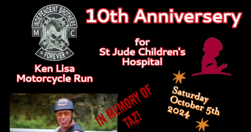 10th Annual Ken Lisa Motorcycle Run for St. Jude's Hospital