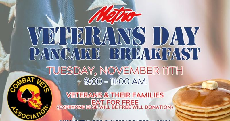 Annual Veterans Day Pancake Breakfast at  Metro
