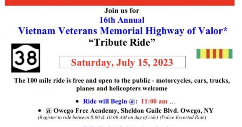 16th Annual Vietnam Veterans Memorial Highway of Valor “Tribute Ride”