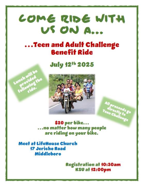 Teen and Adult Challenge Benefit Ride